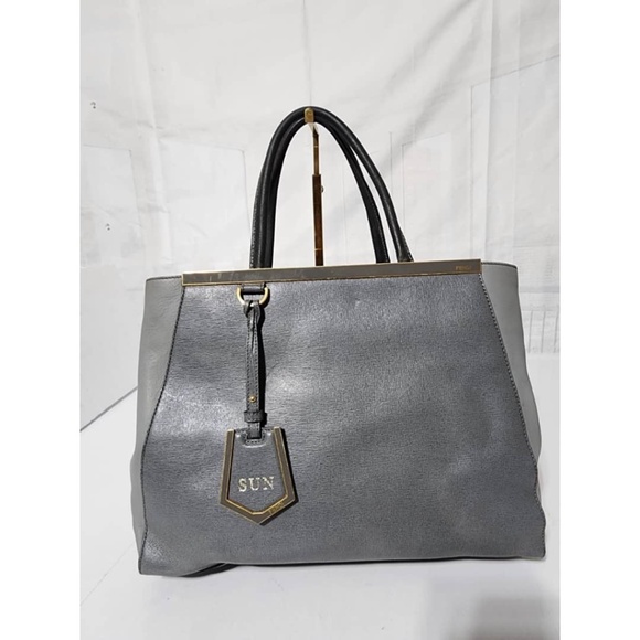 Fendi Handbags - Authentic Fendi 2Jours Leather Shoulder Bag Grey